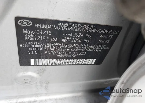 2017 Hyundai Elantra Se z USA, uszkodzony, nr VIN 5NPD74LF8HH070283